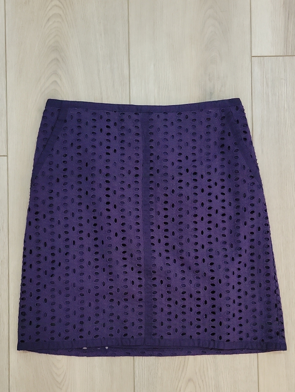 Navy Eyelet Mini Skirt - Women's Stylish Layered Design